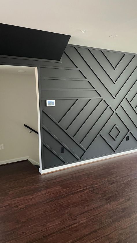 Mdf Wall Panelling Design, Diamond Wall Paneling, Mdf Wall Panel Ideas, Wall Panel Ideas, Mdf Wall Panels, Trim Carpentry, Finish Carpentry, Panel Ideas, Feature Wall Bedroom