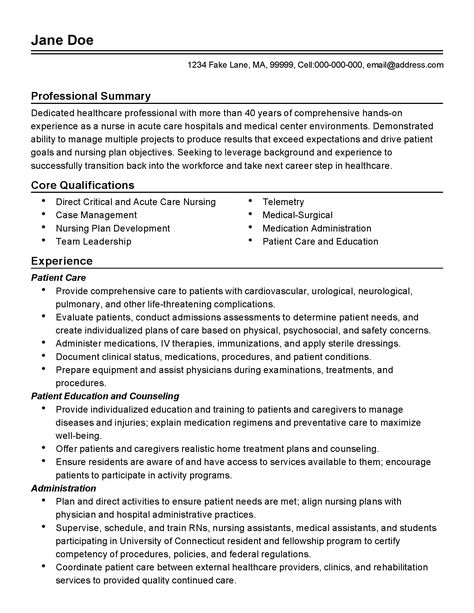 acute-care-nurse-resume-example-salaries-writing-tips-and-information Resume Examples For Jobs, Resume Examples Skills, Student Resume Examples, Simple Resume Examples, First Job Resume, Server Resume, It Resume, Nurse Case Manager, Nurse Skills