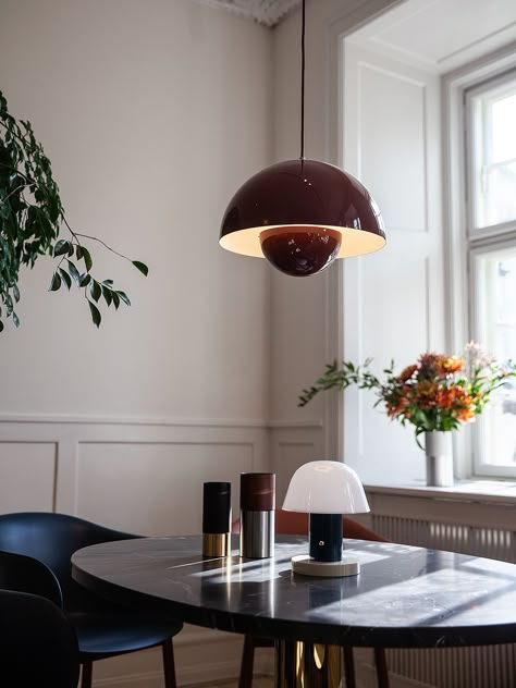 3 Days of Design in Copenhagen | Design Stories Danish Pendant Lighting, Lamp Dining Table, Danish Table Lamps, Dining Table Lamp, Ph5 Pendant Lamp, Quirky Table, Scandi Interior Design, Quirky Table Lamp, &tradition Flower Pot Lamp