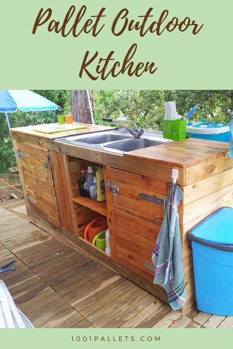 Pallet Outdoor Kitchen Pallet Outdoor Kitchen, Pallet Kitchen Island, Repurposed Pallet Wood, Table Palette, Pallet Kitchen, Outdoor Kitchen Countertops, Pallet Patio, Diy Pallet Furniture Outdoor, Recycled Pallet