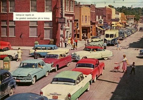 East Peoria, Illinois, 1957 History Jobs, Car Memorabilia, Interstate Highway, East Peoria, Peoria Illinois, Small Town America, Norman Rockwell, Traffic Light, Classic Cars Vintage