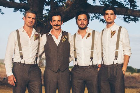 groomsmen with suspenders Hipster Groom, Groomsmen Suspenders, Wedding Groomsmen Attire, Hipster Wedding, Suspenders Wedding, Groomsmen Outfits, Groom And Groomsmen Attire, Wedding Groomsmen, Groomsmen Attire