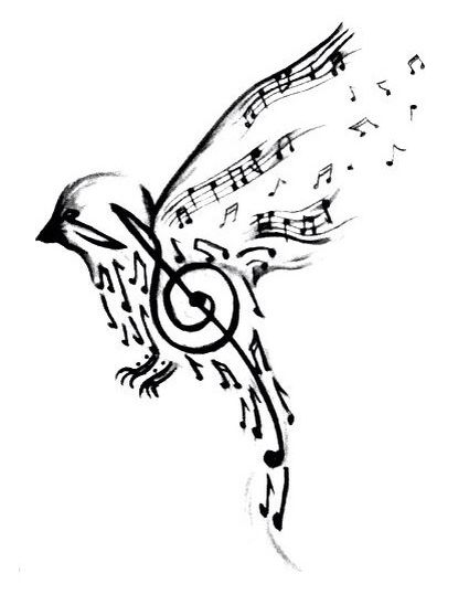 Star Tattoo Sleeve, Music Bird Tattoos, Logan Tattoo, Songbird Tattoo, Canvas Aesthetic Painting, Music Notes Drawing, Music Bird, Painting Ideas On Canvas Aesthetic, Aesthetic Painting Ideas