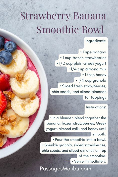 Strawberry Smoothie Recipe No Banana, Good Fruit Combinations, Açaí Bowl Recipes, Fruit Bowl Recipes Healthy, Smoothie Recipe With Frozen Fruit, Smoothie Bowl Recipe Banana, Yogurt Acai Bowl, How To Make A Healthy Smoothie Bowl, How Do You Make Acai Bowls