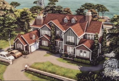 Sims 4 Copperdale Family House, Growing Together Sims 4 House, Copperdale House, Sims 4 House Inspiration, Sims 4 Mansion, Types Of Houses Styles, Sims Design, Sims Lots, Small House Blueprints