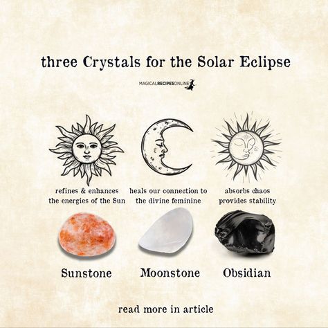 Three crystals for Solar Eclipse - Magical Recipes Online Total Eclipse Witchcraft, Total Solar Eclipse Witchcraft, Solar Eclipse Water Witchcraft, Solar Eclipse Meaning, Eclipse Witchcraft, Solar Eclipse Magic, Learning Witchcraft, Witch Knowledge, Spiritual Crafts