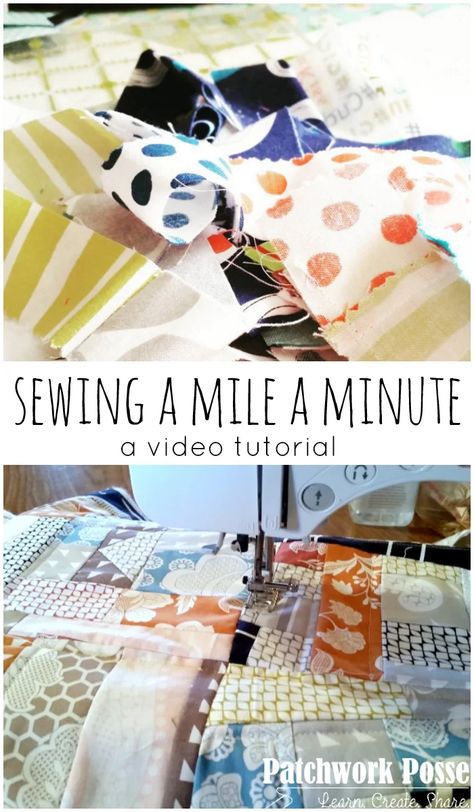 sewing a mile a minute video tutorial - take your fabric scraps and make something new and cute! Mile A Minute Quilt, Quilting Scraps, Crumb Quilts, Quilt Planner, Discount Fabric Online, Quilt Techniques, Crumb Quilt, Sew Quilt, Quilt Tips