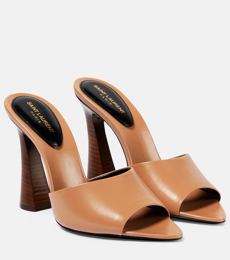 SAINT LAURENT Suite 105 leather mules Shoes Heels Classy, Large Leather Tote Bag, Heels Classy, Suede Belt, Saint Laurent Shoes, Leather Mules, Dream Shoes, Mules Shoes, High Heel Sandals