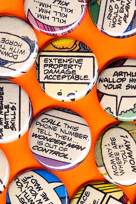 Button Making Ideas, Button Making Machine, Button Maker Ideas, Button Inspiration, Comic Book Crafts, Superhero Alphabet, Passive Programs, Craft Summer, Teen Library