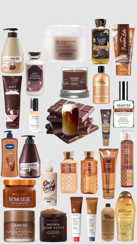 #chocolate #coffee Coffee Body Care Products, Coffee Scented Shower Routine, Chocolate Scented Products, Coffee Body Care, Chocolate Body Care, Chocolate Smelling Products, Chocolate Perfume For Women, How To Smell Like Coffee, How To Smell Like Chocolate