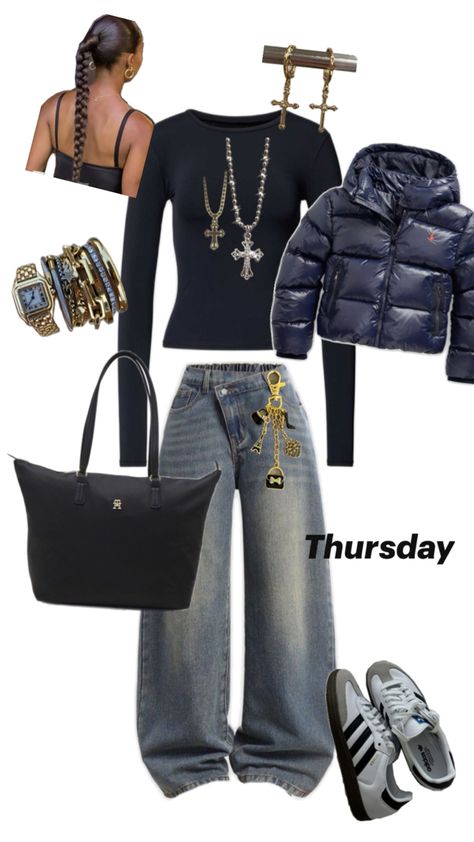 Outfit Inspo for school week Street Wear School Outfits, Thursday Outfit For School, Fits For School Aesthetic, Streetware Outfits, Friday Outfits For School, Thursday Outfit, Outfit Inspo For School, 2025 Goals, School Week