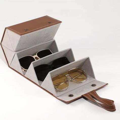 3/4/5/6 Slot Sunglasses Storage Organizer Eyeglasses Holder Foldable Travel Case With For Multiple Glasses Hanging Eyewear Display, Ideal Choice For Gifts - Temu Eyeglass Storage, Sunglasses Storage Organizers, Glasses Organizer, Eyewear Display, Leather Eyeglass Cases, Sunglasses Organizer, Sunglasses Storage, Úložný Box, Leather Glasses Case