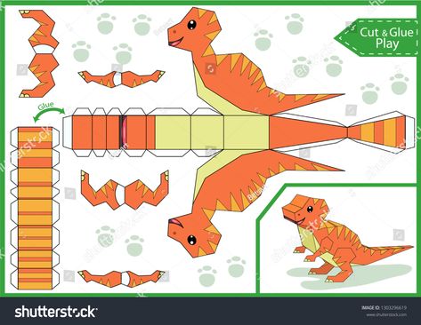 Cut and glue the paper a cute dinosaur velociraptor. Worksheet with funny education riddle. Children art game. Kids crafts activity page. Create toys yourself. Party decoration. Vector illustration. #Ad , #affiliate, #funny#Worksheet#education#Children Pokemon Papercraft, Paper Origami Diy, Dinosaur Velociraptor, Dinosaur Projects, Bingo For Kids, 3d Dinosaur, Paper Cute, Cut And Glue, Paper Toys Template