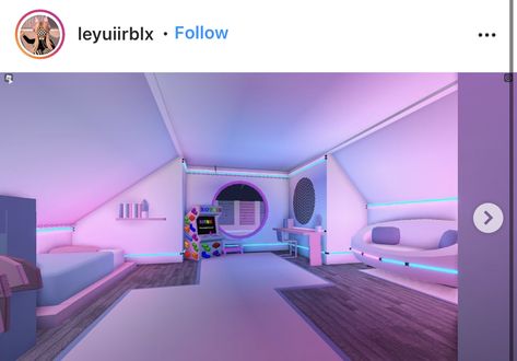 Basement Bloxburg, Purple Teen Room, House Flipper, Blocksburg Room Ideas￼, Tiny House Bedroom, Two Story House Design, House Flippers, House Decorating Ideas Apartments, Simple Bedroom Design