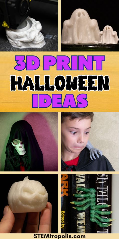 With a 3D printer and a bit of creativity, you can custom make your own unique Halloween costumes, accessories, and decorations. Whether you’re looking for something cute or terrifying, here are our favorite ideas for 3D printed Halloween costumes, props, and decorations.  Make your own Halloween decor and personalize you party or event or make a unique costume.  Grab your free 3D models for Halloween! Halloween 3d Printing, 3d Printing Ideas Creative, Freddy Krueger Claws, Summer Science Activities, 3d Printed Halloween, 3d Printing Ideas, Low Poly Mask, Spooky Diy, Diy Masks