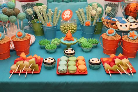 Felien Torres Lyn - #Decor'NDessertDiva #Octonauts Dessert table Sea Birthday Party Ideas, Octonauts Birthday Party, Octonauts Party, Under The Sea Birthday Party, Ocean Birthday Party, Ocean Birthday, Under The Sea Birthday, Sea Birthday Party, Creative Cake Decorating