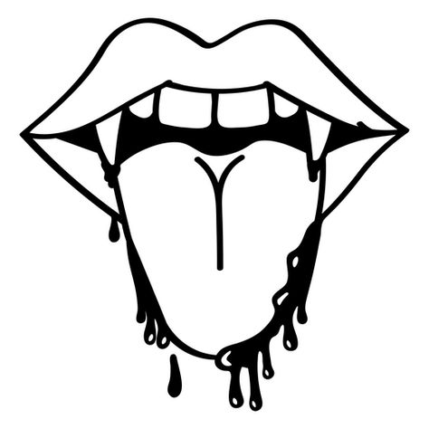 Musical Logo Design, Tongue Tattoo, Vampire Mouth, Mouth Tattoo, Musical Logo, Tooth Tattoo, Mouth Drawing, Pieces Tattoo, Vampire Fangs