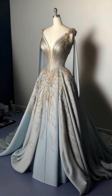 ACOTAR Day Court inspired gown Acotar Day Court, Asgardian Dress, Court Dresses, Old Fashion Dresses, Frilly Dresses, Fantasy Dresses, Theme Dress, Fantasy Gowns, Fairytale Dress