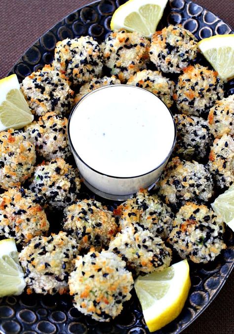 If you're looking for a light appetizer that doesn't lack in flavor look no further than these Sesame Shrimp Bites with Lemon Aioli. Sounds fancy right? Just a few steps and dinner is on! Dinner Recipes Fun, Shrimp Bites, Appetizer Recipes Easy, Sesame Shrimp, Shrimp Balls, Recipe Appetizers, Garlic Parmesan Chicken Wings, Lemon Aioli, Shrimp Appetizers