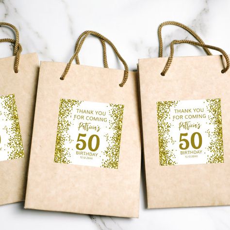 $7.25 | Elegant Gold 50th Birthday Thank You For Coming #thank you, 50th birthday, fifty years, fiftieth birthday party, milestone, thank you for coming, gold confetti, elegant, classy, party favor 50th Birthday Souvenir Ideas, Birthday Souvenir Ideas, Bbq Birthday, Fiftieth Birthday, Classy Party, Moms 50th Birthday, Birthday Bbq, Birthday Souvenir, Fifty Birthday