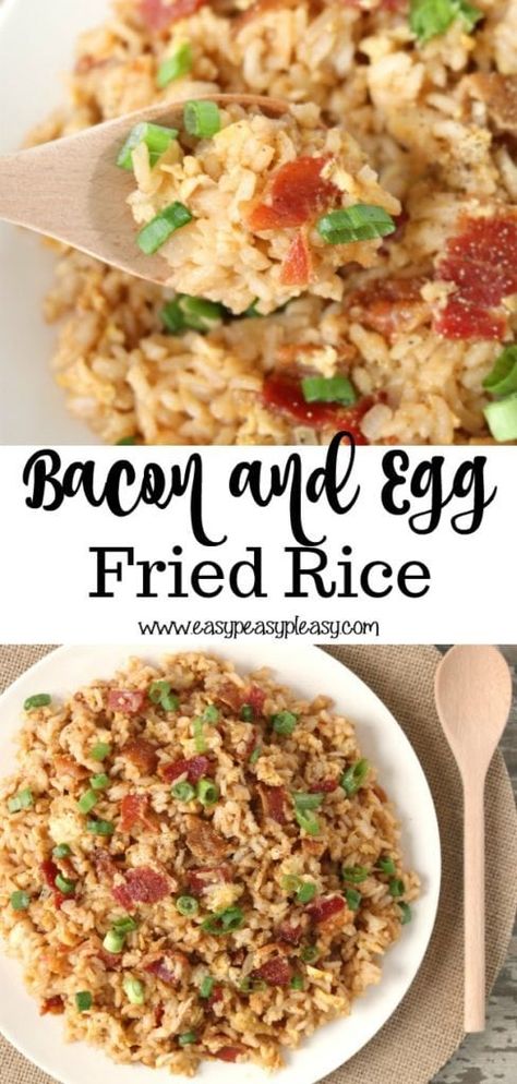 Leftover Bacon Recipes Dinners, Rice Cooker Fried Rice, Bacon Fried Rice Recipe, Breakfast Fried Rice, Foreign Recipes, Breakfast Rice, Bacon Dishes, Fried Rice With Egg, Pork Fried Rice