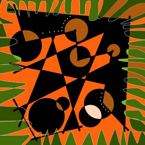 Abstract Art Digital, Oc Board, Branding Ideas, Art Graphic Design, Art Digital Art, Green Abstract, Orange And Green, Magazine Layout, Orange Grey