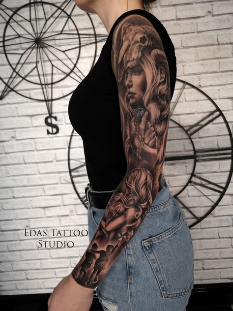 Capricorn Tattoo For Women, Women Sleeve Tattoo, Tattoo Mother, Child Silhouette, Capricorn Tattoo, Tattoo Instagram, Mother Child, Sleeve Tattoos For Women, Zodiac Capricorn