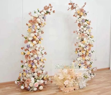 Pink Blush Wedding Arch Champagne Dusty Grey Artificial Floral,flower Row Arrrangement Wedding Pillar Flower, Moon Arbour Flowers Backdrop - Etsy Croatia Flower Arch For Wedding, Arches Home, Wedding Pillars, Flower Runner, Rose Floral Arrangements, Wedding Arch Flowers, Arch Flowers, Artificial Silk Flowers, Flower Party