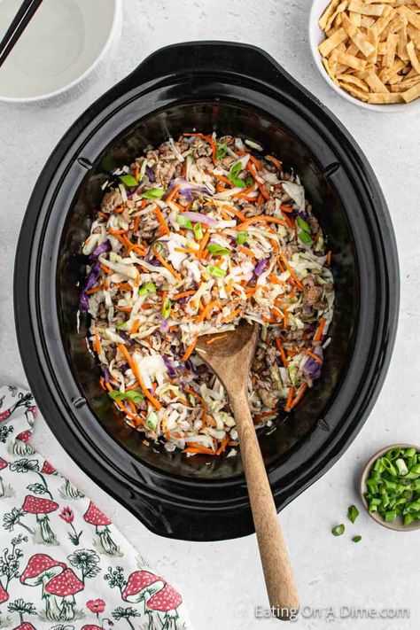 Crockpot Egg Roll In A Bowl, Pork Egg Rolls, Eggroll In A Bowl, Egg Roll In A Bowl, Flavorful Vegetables, Egg Roll Recipes, Recipes Beef, Kitchen Toys, Kitchen Fun