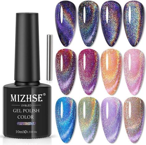 Cat Eye Nail Polish, Nails Inspiration Spring, Cat Eye Nails Polish, Magnetic Nail Polish, Cat Eye Gel Polish, Cat Eye Gel, Gel Nail Polish Set, Rainbow Cat, Gel Nail Design