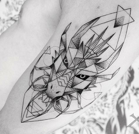 Geometric Dragon tattoo Geometric Dragon Tattoo, Geometric Dragon, Geometric Animal Tattoo, Dragons Tattoo, Dragon Tattoo For Women, Dragon Sketch, Geometric Drawing, Dragon Tattoo Designs, Arrow Tattoos