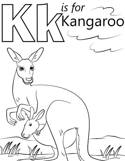 letter k coloring page for kangoroo K Coloring Pages, K Is For Kangaroo, Kangaroo Craft, Coloring Worksheets For Kindergarten, Letter A Coloring Pages, Coloring Letters, Baby Coloring Pages, Kindergarten Coloring Pages, Abc Coloring Pages