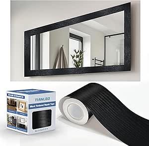 TIANLDD 27 FT Wood Grain Wallpaper Border, Removable Waterproof Mirror Border Peel and Stick,Bathroom Mirror Frame Border.（Black） Peel And Stick Bathroom, Grain Wallpaper, Wood Grain Wallpaper, Mirror Border, Bathroom Mirror Frame, Frame Border, Wallpaper Border, Mirror Frame, Wood Grain