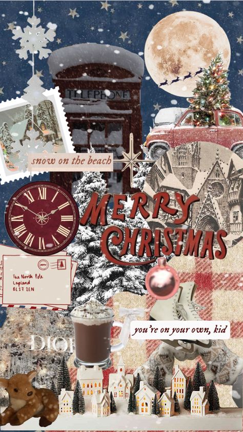 Christmas Iphone Wallpapers Aesthetic Collage, Vintage Christmas Wallpaper Aesthetic, Christmas Core Wallpaper, Vintage Christmas Collage, Vintage Christmas Wallpapers, Cristmass Aesthetic Wallpaper, Winter Wallpaper Collage, Christmas Wallpaper Vintage, Christmas Collage Wallpaper