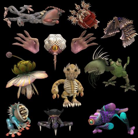 just some creatures Spore Creatures, Creature Ideas, Singing Monsters, All Video Games, Air Fighter, Giant Monsters, Creature Drawings, Weird Creatures, Creature Design