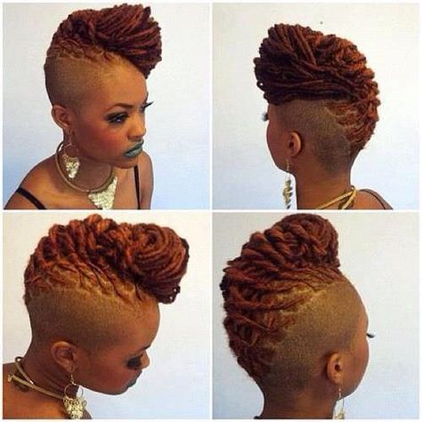 Dreadlock Mohawk, Mohawk Hairstyles For Women, Dread Styles, Braids With Shaved Sides, Mohawk Styles, Haircut Styles For Women, Shaved Side Hairstyles, Twisted Hair, Short Locs Hairstyles