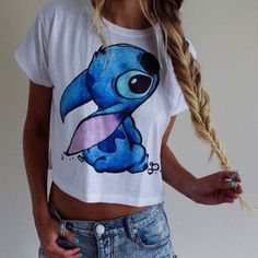 Cool! Cartoon Animals Printing T-shirt Top just $12.99 from ByGoods.com! I can't wait to get it! Lilo I Stitch, Lilo Y Stitch, Lilo Et Stitch, Stitch Shirt, Tumblr Outfits, Lilo Stitch, Ladies Tee Shirts, Disney Stitch, Disney Shirts