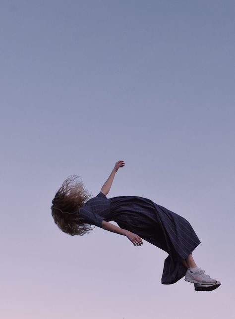 #photography #aesthetic #falling #sky Calming Pose Reference, Reaching Back Pose Reference, Person Falling Off Cliff, Falling And Reaching Pose Reference, Someone Passed Out On The Floor, Falling Photo Reference, Crawled Up Pose Reference, Person Dangling Reference, Person Falling Reference Drawing