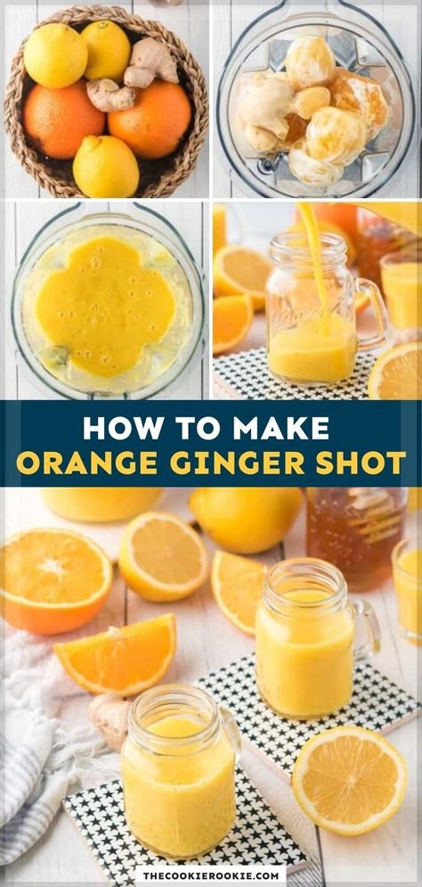 Detox Lemonade, Ginger Shot Recipe, Lemon Shots, Turmeric Shots, Ginger Drink, Ginger Shot, Wellness Shots, Orange Drinks, Juicer Recipes