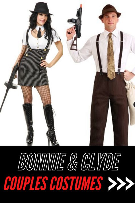 Check out our Bonnie and Clyde halloween costume couple ideas & suggestions to look cool, provocative and stylish!  Would you like to go to a 1920s themed party or Halloween dressed like Bonnie and Clyde? Click here to see some great Bonnie and Clyde outfits! Bonnie And Clyde Costume, Bonnie And Clyde Halloween, Bonnie And Clyde Halloween Costume, 1920s Themed Party, Gangster Costumes, Bonnie And Clyde, Couples Halloween Outfits, Holloween Costume, Cute Couple Halloween Costumes