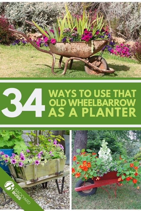 Herb Garden In Wheelbarrow, Wheelbarrows In The Garden, Upcycle Wheelbarrow Ideas, Metal Wheel Barrow Ideas, Plants In Wheelbarrow, Succulent Wheelbarrow Garden, Planting Flowers In An Old Wheelbarrow, Diy Wagon Wheel Decor, Old Wheel Barrow Ideas