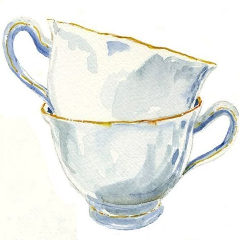 Watercolour Objects, Watercolor Teacup, Tea Cup Drawing, Tea Cup Art, Watercolor Paintings For Beginners, Cup Art, Watercolor Painting Techniques, 수채화 그림, Watercolor Paintings Tutorials