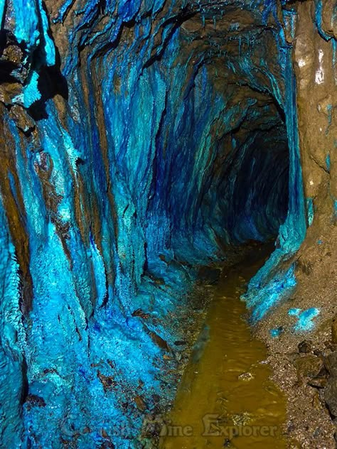 OLD COPPER MINE Crystal Cave, Forest Cat, Cool Rocks, Beautiful Rocks, Minerals And Gemstones, Rocks And Gems, Natural Phenomena, World Building, Blue Colour