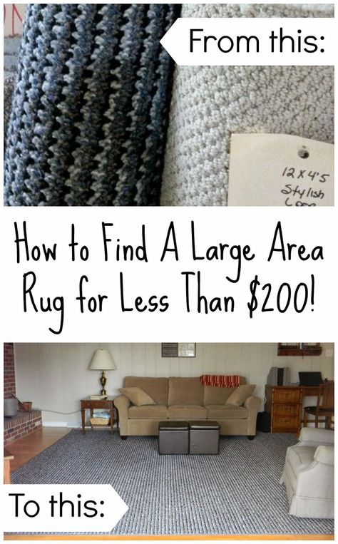 Pinspired Home: How We Found A Large Custom Area Rug for Less Than $200! Basement Area Rug, Diy Large Area Rug, Diy Large Rug Cheap, Extra Large Area Rugs In Living Room, Extra Large Rugs Living Rooms, Diy Area Rug Cheap, Basement Rug Ideas, Large Living Room Rug Ideas, Large Area Rugs In Living Room