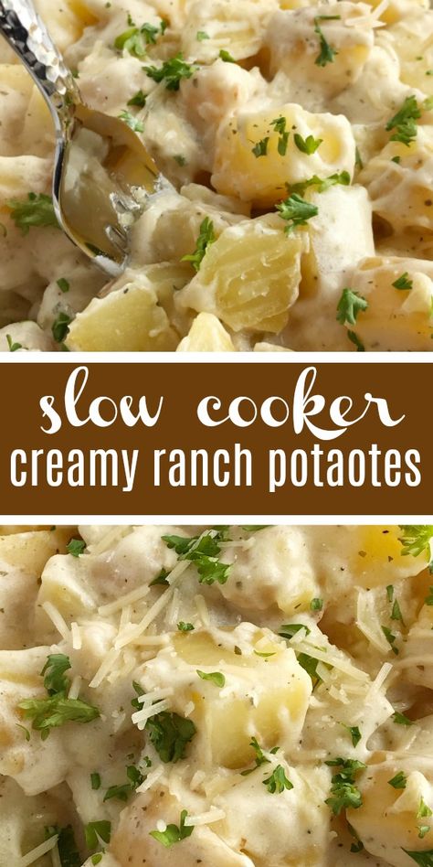 Creamy Ranch Potatoes, Ranch Potato Recipes, Crockpot Side Dishes, Slow Cooker Potatoes, Ranch Potatoes, Recipe Potato, Creamy Ranch, Potato Recipes Side Dishes, Potato Sides