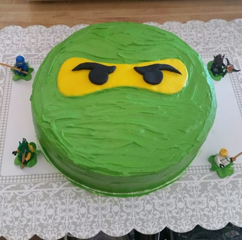 Made a Ninjago Birthday Cake for my lil Nephew! So easy to make... Easy Ninjago Birthday Cake, Lego Ninjago Cake Topper, Ninjago Cake Easy, Ninja Cake Ideas Boys, Ninjago Birthday Party Cake, Ninja Cake Ideas, Ninjago Cake Ideas, Ninja Lego Cake, Ninja Go Cake