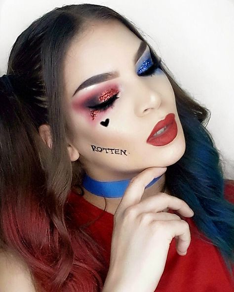 1,760 seguidores, 694 seguidos, 268 publicaciones - Ve las fotos y los vídeos de Instagram de ANDREYHA SERAPHIN (@andreyhaseraphin) Harley Quinn Make-up, Karneval Diy, Unique Halloween Makeup, Harley Quinn Halloween Costume, Party Makeup Tutorial, Halloween Make-up Looks, Harley Quinn Makeup, Party Make-up, Harley Quinn Halloween