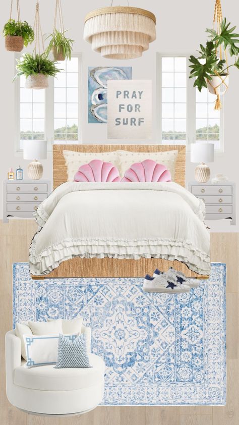 #coastal #coastalgranddaughter #bedroom #coastalbedroom Costal Bedroom, Coastal Room Decor, Beachy Room, Coastal Room, Antique Finds, Preppy Room Decor, Preppy Room, Dream Room Inspiration, Room Makeover Bedroom