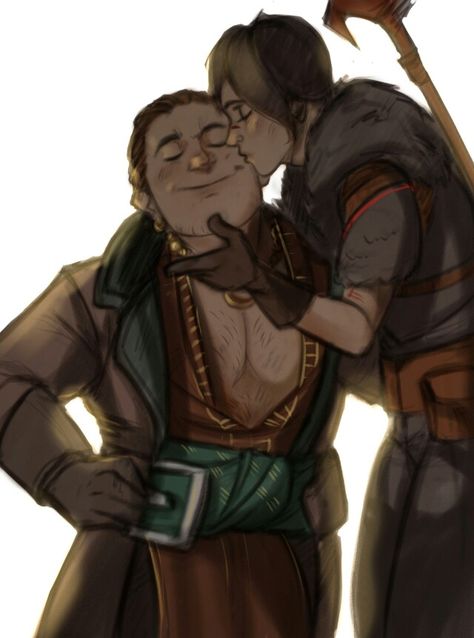 Varric and Hawke http://ar-lath-ma-vhenan.tumblr.com/ Fem Hawke, Varric Tethras, Hawke Dragon Age, Dragon Age Romance, Grey Warden, Dragon Age 3, Dragon Age Games, Dragon Age Series, Dragon Age 2