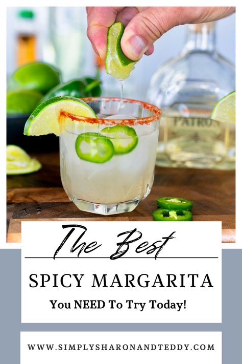 This spicy margarita recipe is the easiest and made with all fresh ingredients such as lime and jalapeno-infused tequila. It's the perfect addition to taco night or party! Spicy Margarita Recipe, Easy Drinks To Make, Tortilla Pinwheels, Yummy Summer Drinks, Traditional Margarita, Margarita Salt, Sweet N Spicy, Jalapeno Margarita, Orange Liqueur